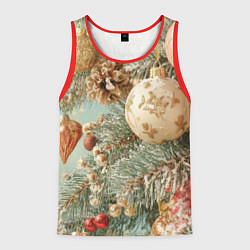 Майка-безрукавка мужская Елочные новогодние игрушки, цвет: 3D-красный