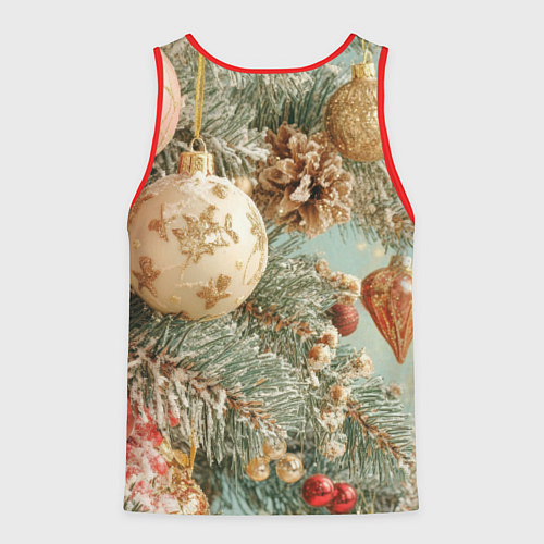 Мужская майка без рукавов Елочные новогодние игрушки / 3D-Красный – фото 2