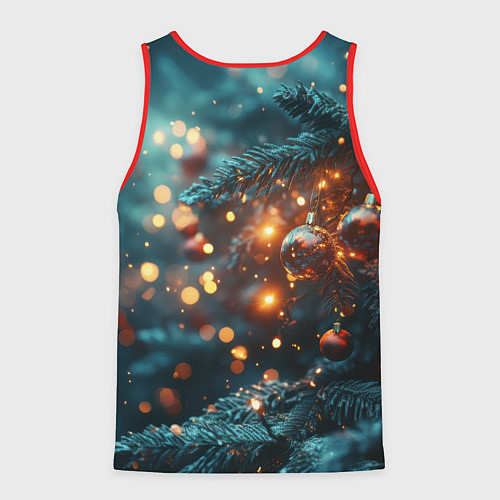 Мужская майка без рукавов Елочные шары и боке / 3D-Красный – фото 2