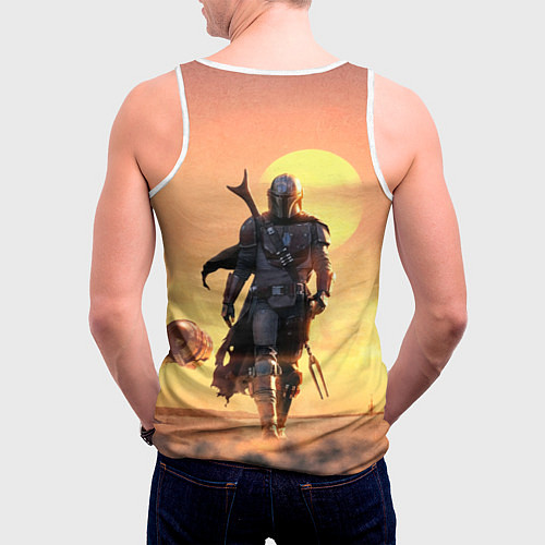 Мужская майка без рукавов Идущий мандалорец / 3D-Белый – фото 4