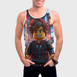 Майка-безрукавка мужская Роблокс вечерние огни, цвет: 3D-белый — фото 2