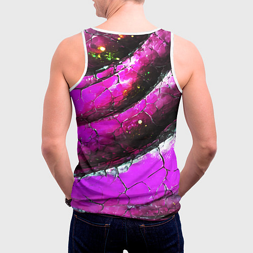Мужская майка без рукавов Розовая волнистая абстракция / 3D-Белый – фото 4