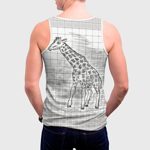 Мужская майка без рукавов Жираф на тетрадном листе / 3D-Белый – фото 4