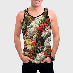 Майка-безрукавка мужская Дракон в небесном храме - нейросеть, цвет: 3D-черный — фото 2