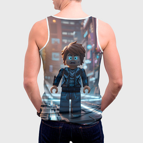 Мужская майка без рукавов Roblox испуганный человечек / 3D-Белый – фото 4