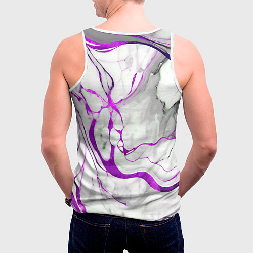 Мужская майка без рукавов Фиолетово-белый мрамор / 3D-Белый – фото 4