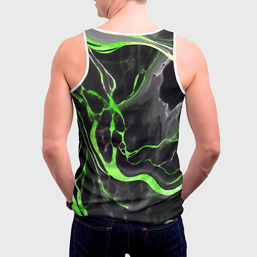 Мужская майка без рукавов Зелёно-чёрный мрамор / 3D-Белый – фото 4