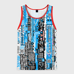 Майка-безрукавка мужская Киберпанк паттерн синий, цвет: 3D-красный