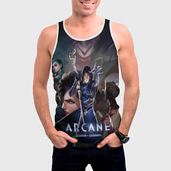 Майка-безрукавка мужская Варвик и герои из Аркейн, цвет: 3D-белый — фото 2