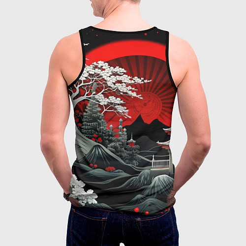 Мужская майка без рукавов Деревья Японии и природа / 3D-Черный – фото 4