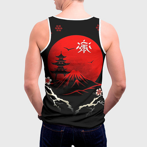 Мужская майка без рукавов Japan red black nature / 3D-Белый – фото 4