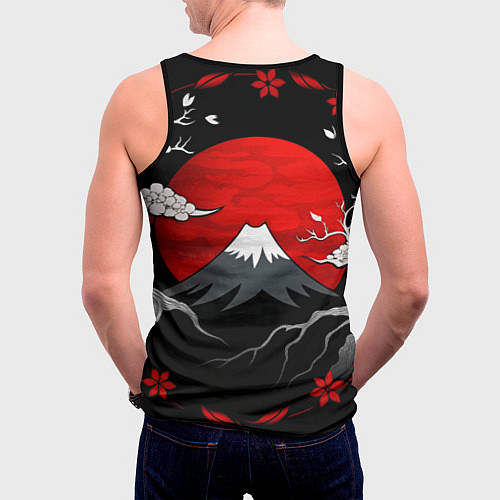 Мужская майка без рукавов Японский вулкан / 3D-Черный – фото 4