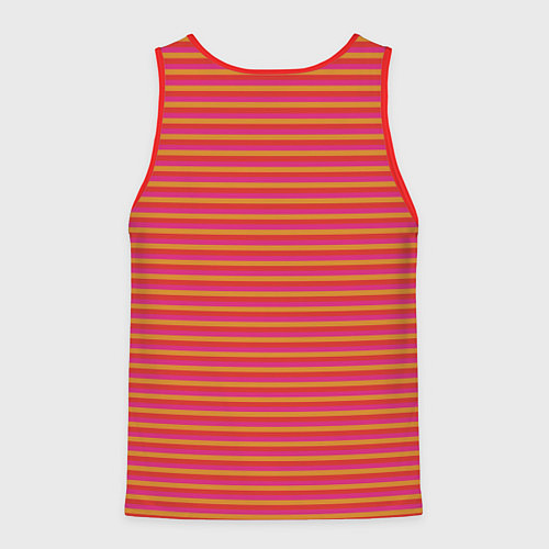Мужская майка без рукавов Полосы красный розовый и оранжевый / 3D-Красный – фото 2