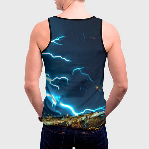 Мужская майка без рукавов Аист и гроза / 3D-Черный – фото 4