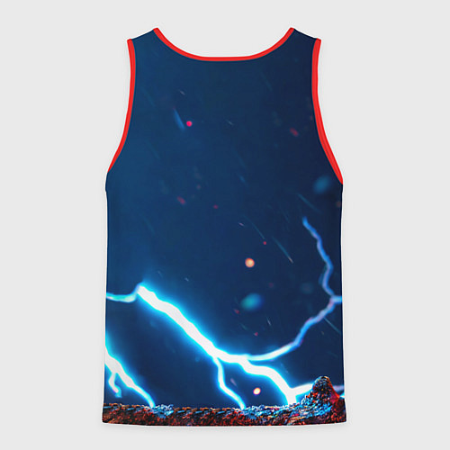 Мужская майка без рукавов Попугай и молния / 3D-Красный – фото 2