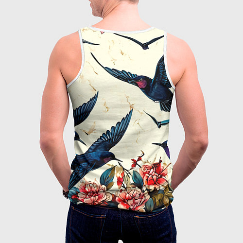 Мужская майка без рукавов Стая ласточек / 3D-Белый – фото 4