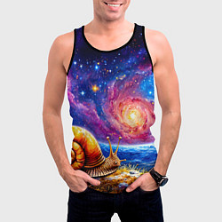 Майка-безрукавка мужская Улитка и космос, цвет: 3D-черный — фото 2