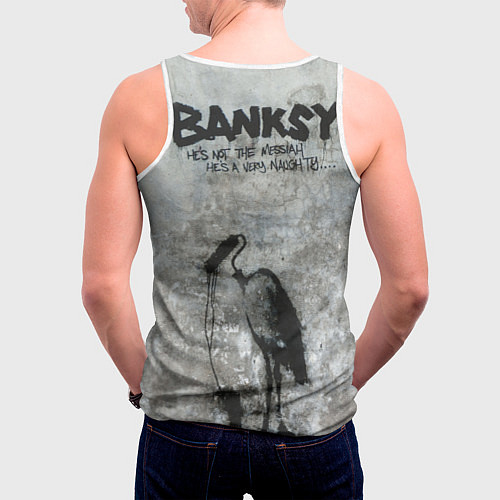 Мужская майка без рукавов Banksy - stop wars / 3D-Белый – фото 4