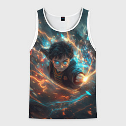 Майка-безрукавка мужская Гарри Поттер - вихрь магии, цвет: 3D-белый