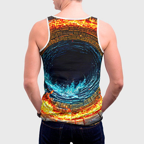 Мужская майка без рукавов Акула в огненом колодце / 3D-Белый – фото 4