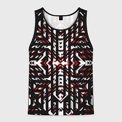Майка-безрукавка мужская Чёрно-красные диагональные полосы на белом фоне, цвет: 3D-черный