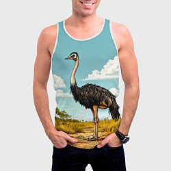 Майка-безрукавка мужская Страус в природе, цвет: 3D-белый — фото 2