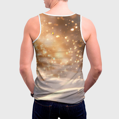 Мужская майка без рукавов Рыжая лисичка в снежном лесу / 3D-Белый – фото 4