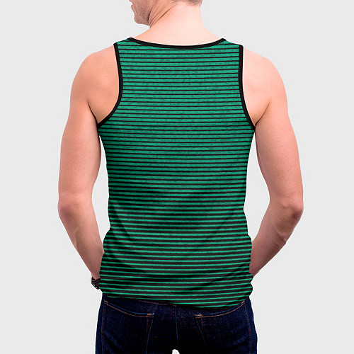 Мужская майка без рукавов Зелёный текстурированный в чёрную полоску / 3D-Черный – фото 4
