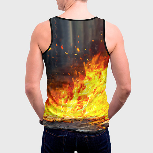 Мужская майка без рукавов Голубь в огне / 3D-Черный – фото 4