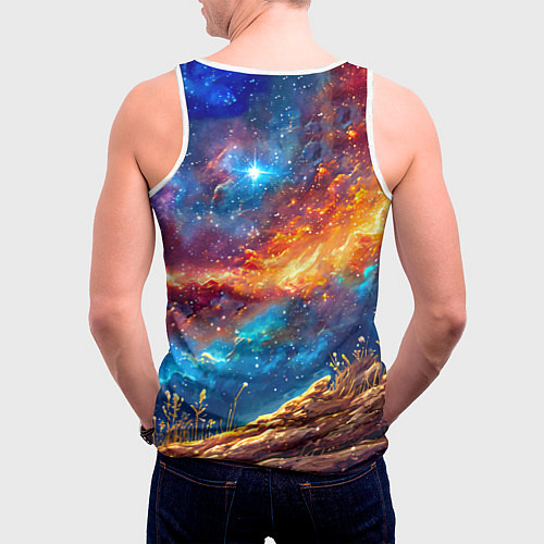 Мужская майка без рукавов Пеликан в космосе / 3D-Белый – фото 4