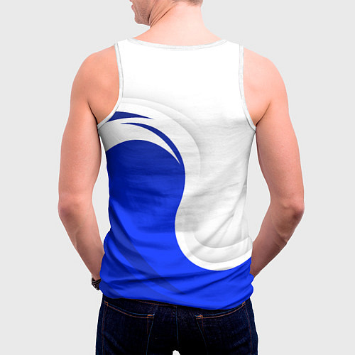 Мужская майка без рукавов Герб России - белый и синий / 3D-Белый – фото 4
