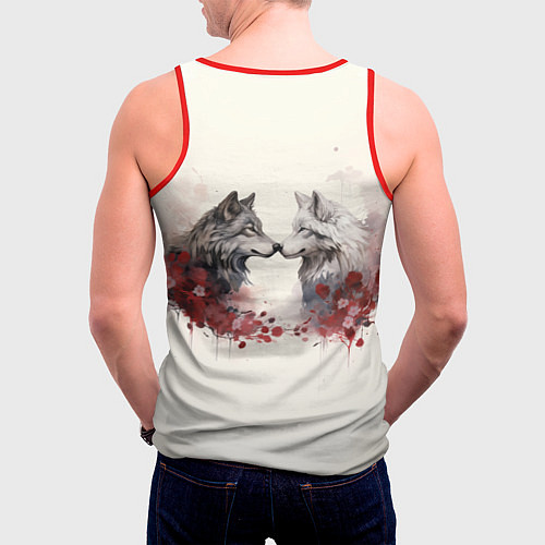 Мужская майка без рукавов Wolfs love / 3D-Красный – фото 4
