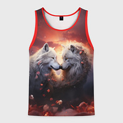 Мужская майка без рукавов Влюбленные волки в цветах