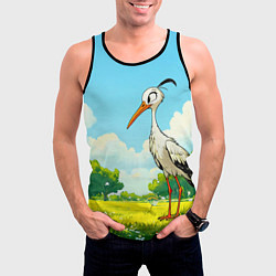 Майка-безрукавка мужская Аист в лесу, цвет: 3D-черный — фото 2