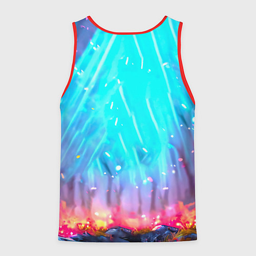 Мужская майка без рукавов Черный ворон в неоне / 3D-Красный – фото 2