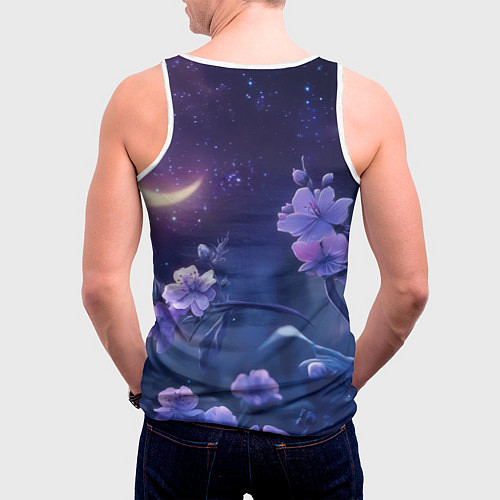 Мужская майка без рукавов Сова и ночное небо / 3D-Белый – фото 4