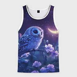 Майка-безрукавка мужская Сова и ночное небо, цвет: 3D-белый