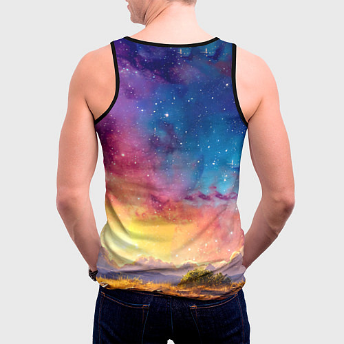 Мужская майка без рукавов Страус и звездное небо / 3D-Черный – фото 4