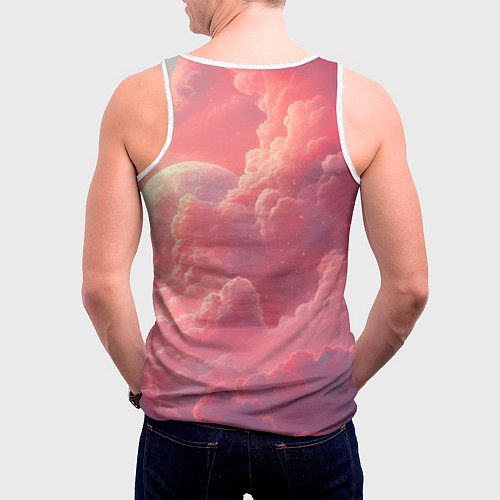 Мужская майка без рукавов Белый голубь в небесах / 3D-Белый – фото 4