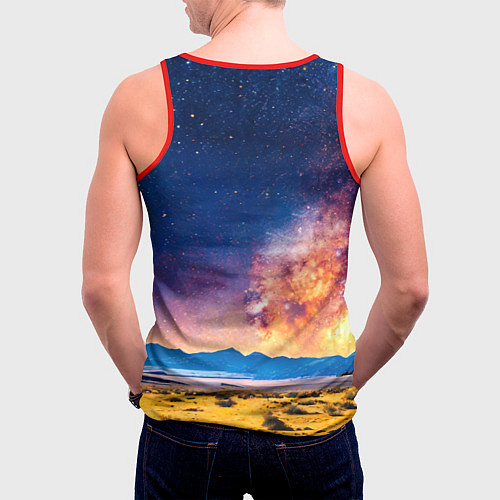 Мужская майка без рукавов Верблюд и звездное небо / 3D-Красный – фото 4