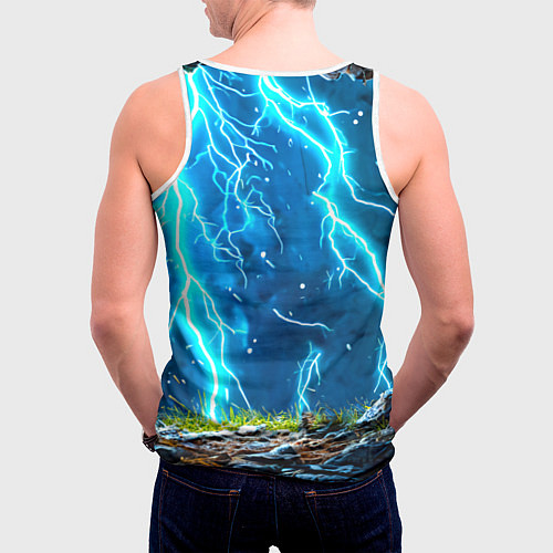 Мужская майка без рукавов Олененок в разрядах молний / 3D-Белый – фото 4