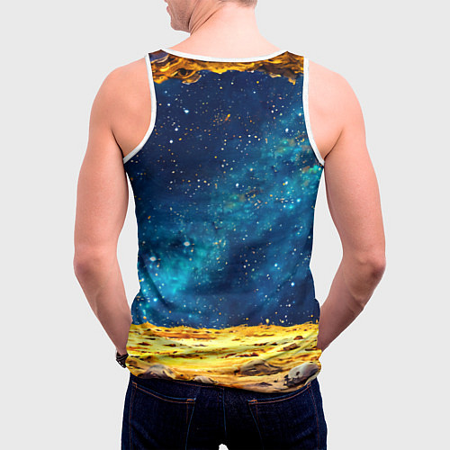 Мужская майка без рукавов Слон и космическое небо / 3D-Белый – фото 4