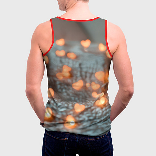 Мужская майка без рукавов Рыжий кот держит сердечко / 3D-Красный – фото 4