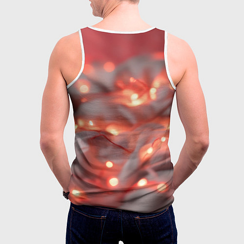 Мужская майка без рукавов Кошечка с сердечком и с гирляндой / 3D-Белый – фото 4