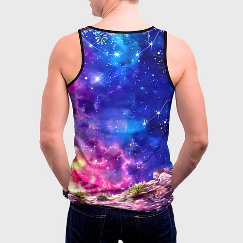 Мужская майка без рукавов Птерозавр и звездное небо / 3D-Черный – фото 4