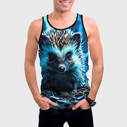 Майка-безрукавка мужская Ежик в разрядах молний, цвет: 3D-черный — фото 2