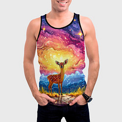 Майка-безрукавка мужская Олень и космическое небо, цвет: 3D-черный — фото 2