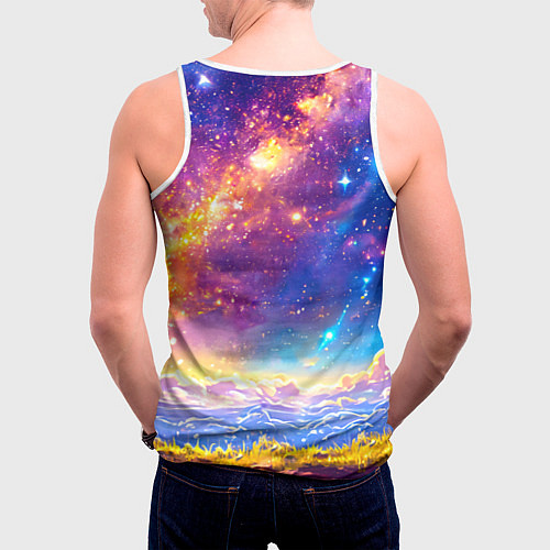 Мужская майка без рукавов Коровка и звездное небо / 3D-Белый – фото 4
