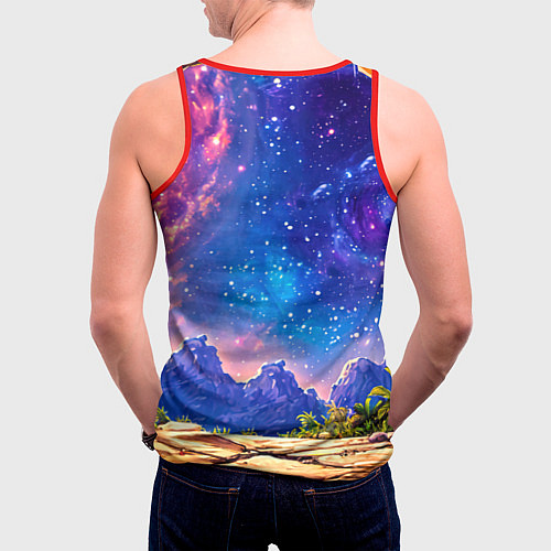 Мужская майка без рукавов Диплодок звездной ночью / 3D-Красный – фото 4
