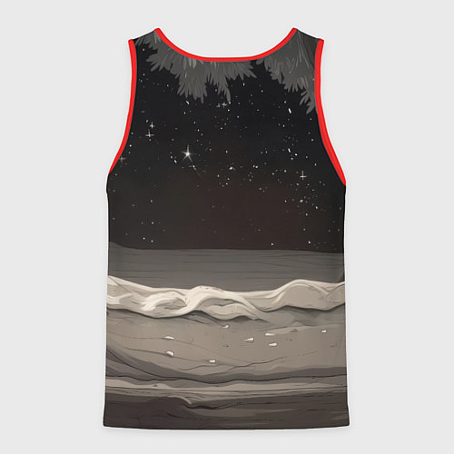 Мужская майка без рукавов Черный волк и белая волчица вместе / 3D-Красный – фото 2